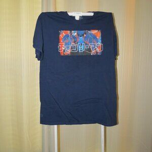 Men's Navy Graphic Tee with Japanese Anime Print